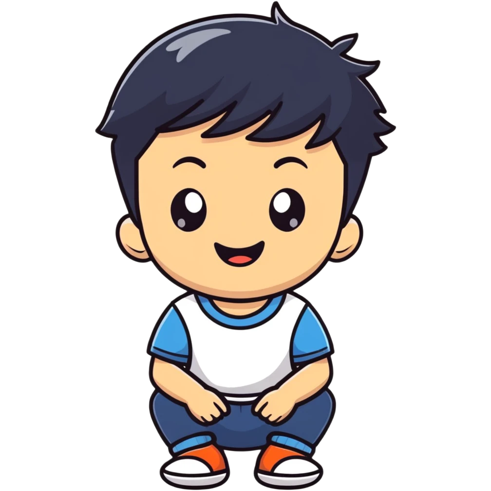 Cute little boy with a playful expression emoji