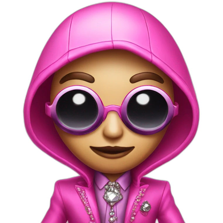 Fancy alien with luxury clothes pink hello emoji