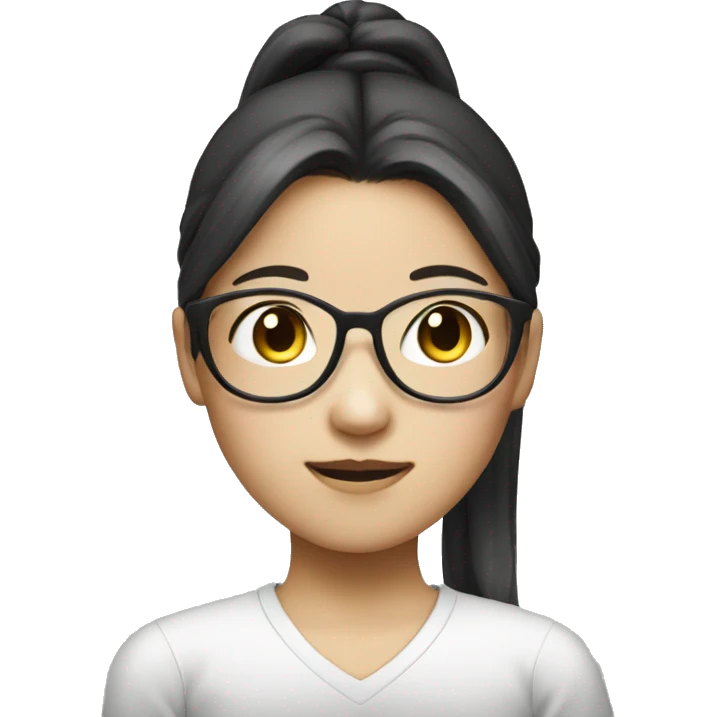 asian girl with white glasses and pony tail emoji