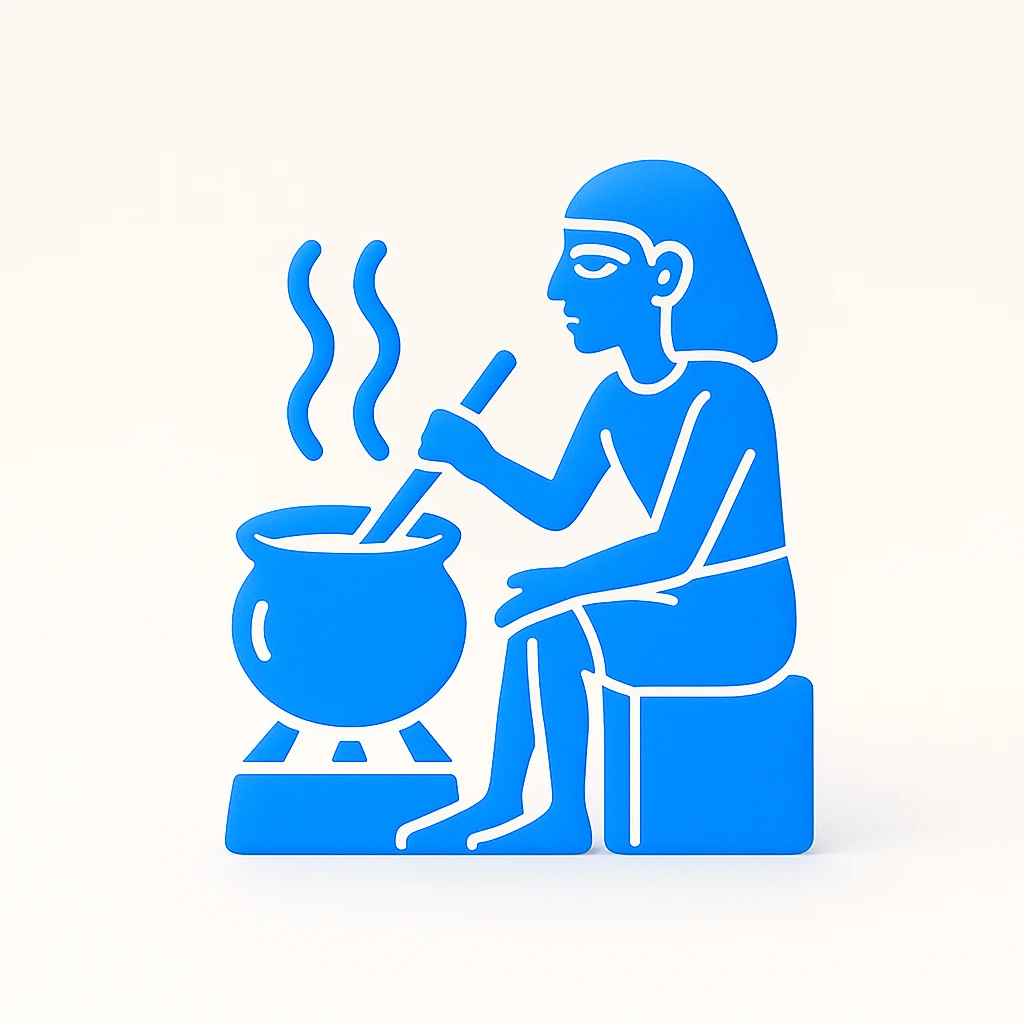 ancient Egyptian cooking scene in hieroglyphic style emoji