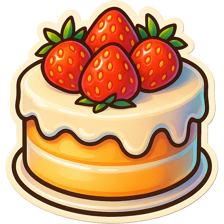 white cake with strawberries on top emoji