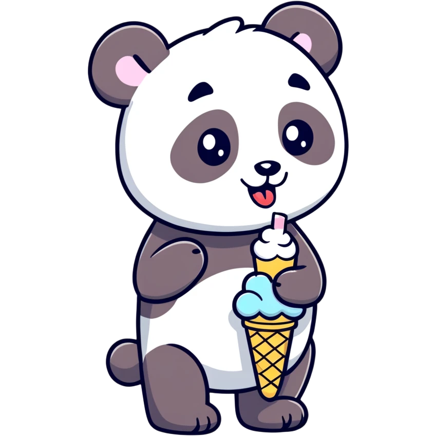 Panda eating ice cream emoji