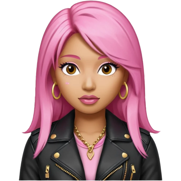 Nicki Minaj pink hair wear leather jacket emoji
