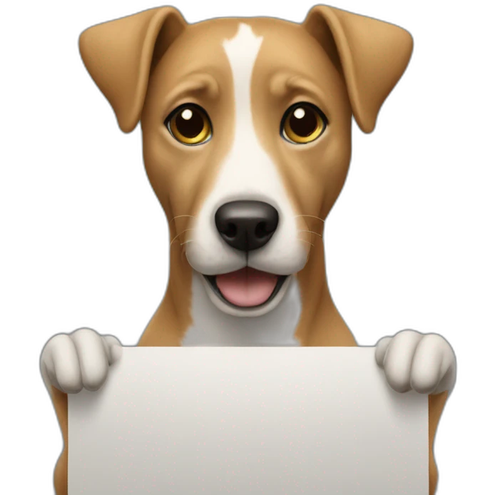 Dog holding sign named Vsiez emoji