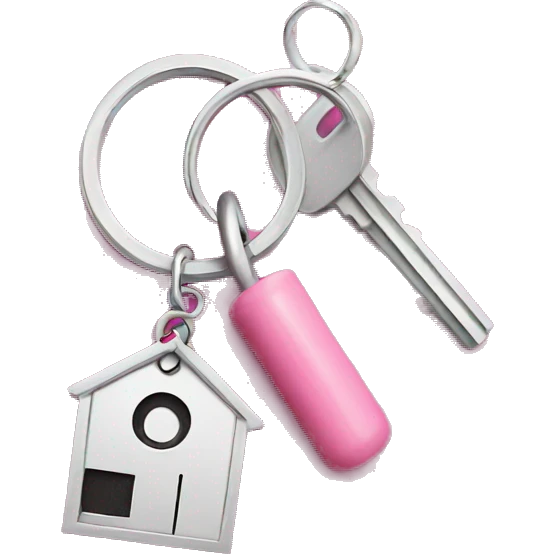 Pink key chain with silver key emoji