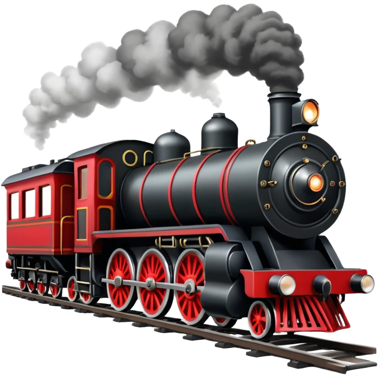 straight on view of an old-fashion steam train coming down the tracks emoji