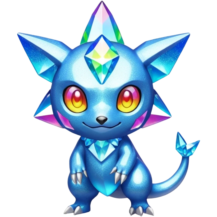 Glitter-dusted Crystaline Light-refracting Prismatic Pokémon-Fakémon-Digimon-Creature, (full body) emoji