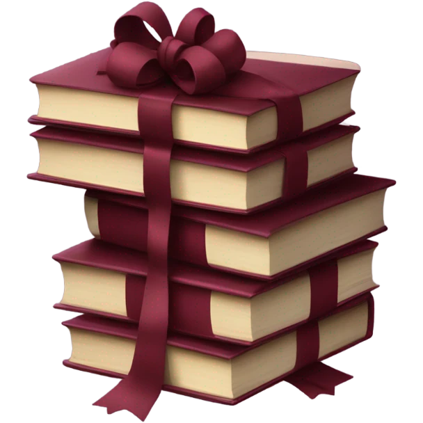 burgundy books stacked up and tied together by a burgundy bow emoji