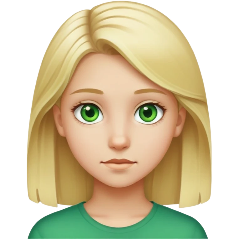 niña de 13 años rubia con ojos verdes emoji