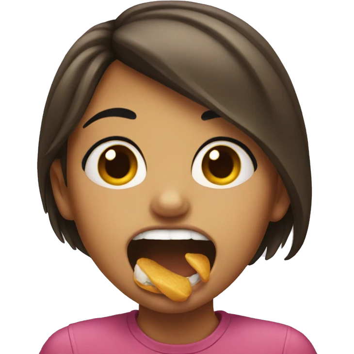 girl biting her mouth emoji