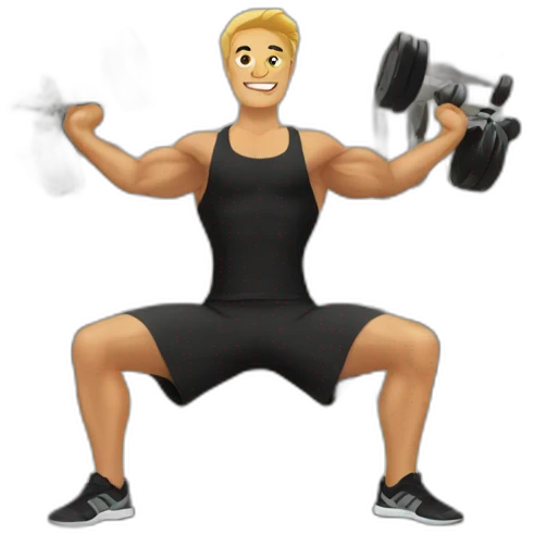 guy workout in gym with dumbell shoulder press emoji