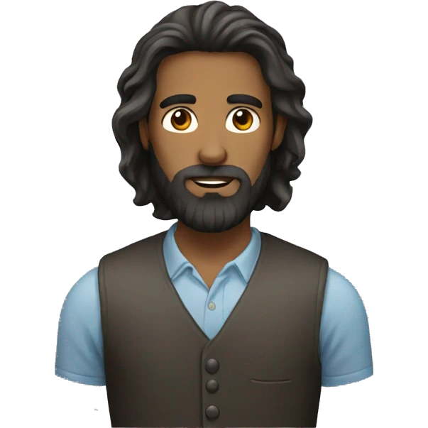 man long hair beard emoji