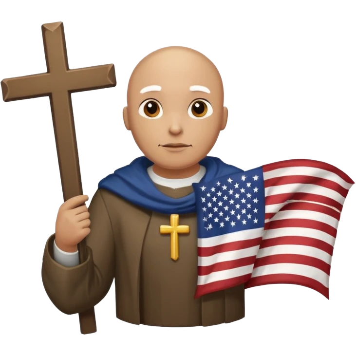 Bald eagle holding American flag above a cross and Jesus  emoji