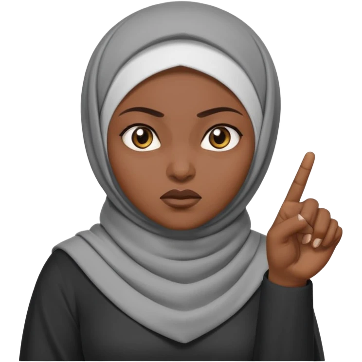сердитая черная женщина мусульманка показывает рукой в право  emoji