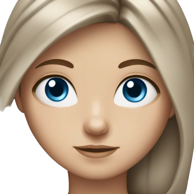 White girl with long brown hair and blue eyes emoji