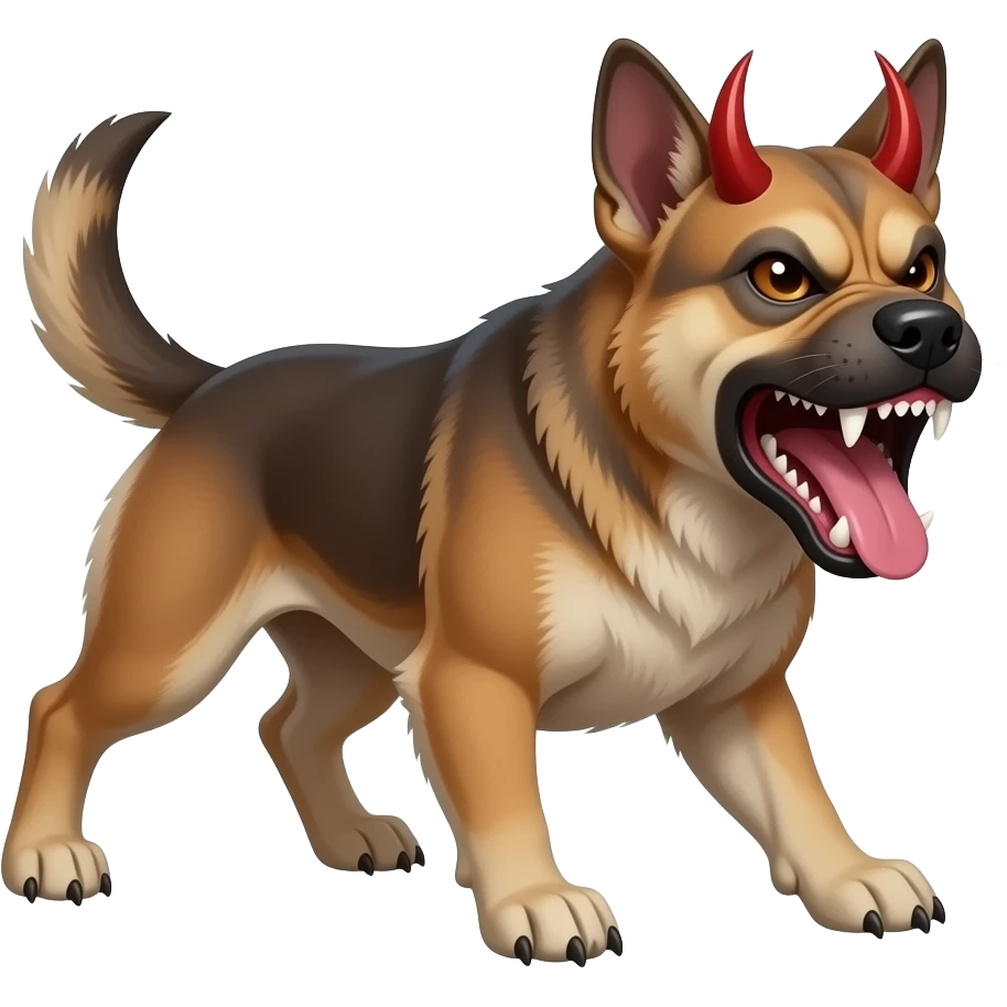 Angry rabid vicious attacking ugly unhinged drooling demonic devil mongrel dog emoji