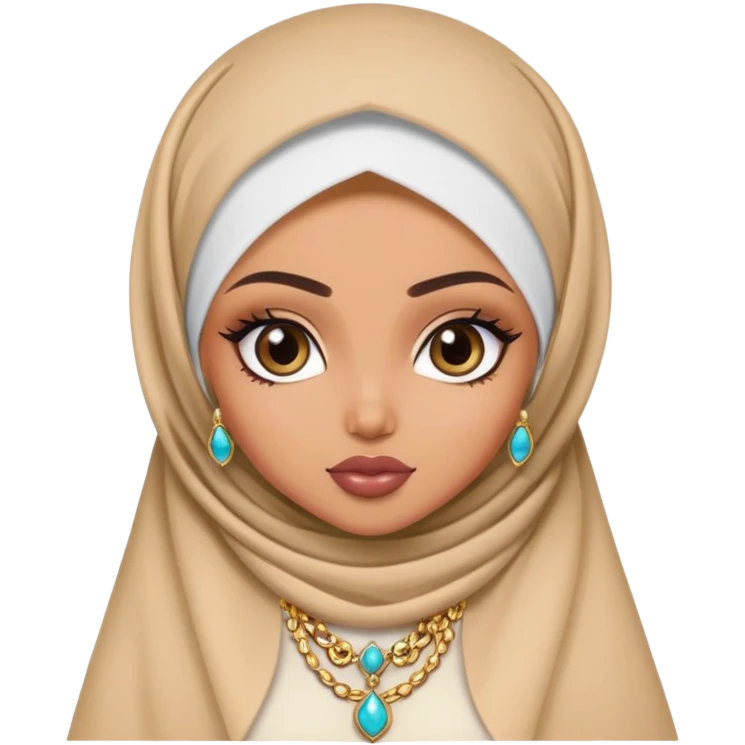 pretty bratz baddie, cool jewelry, hijabi emoji
