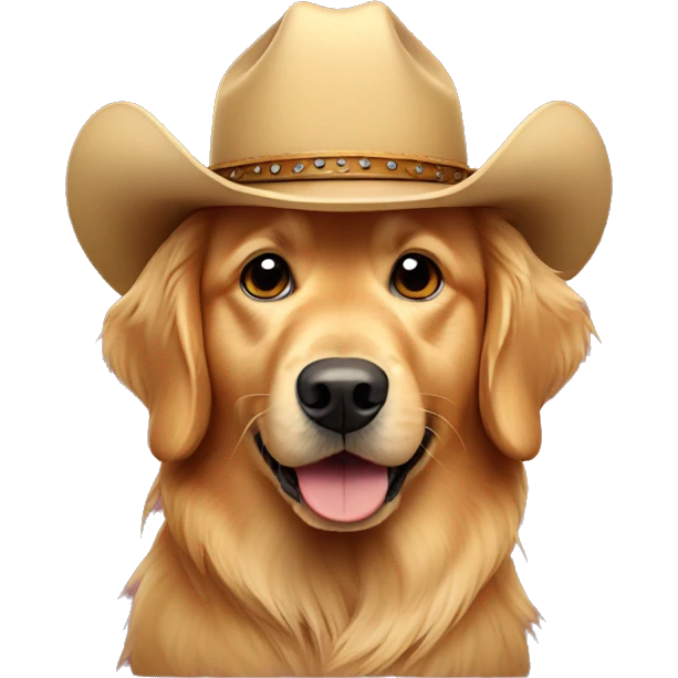 golden retriever with a tiny cowboy hat emoji