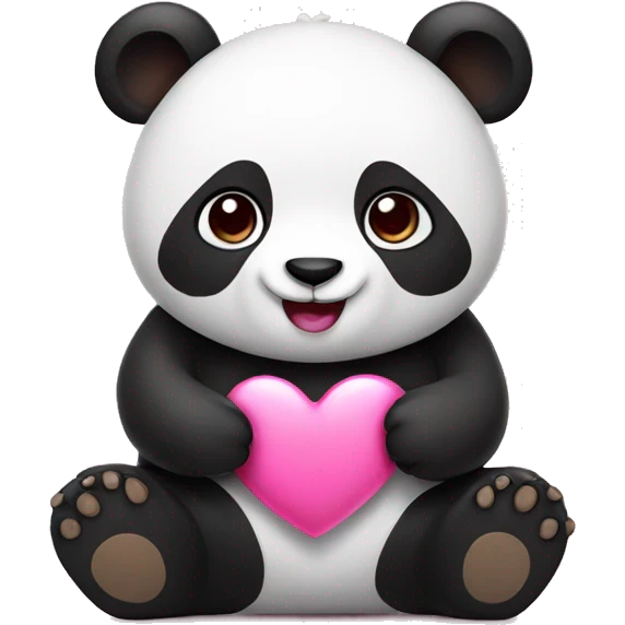 Panda with pink heart emoji