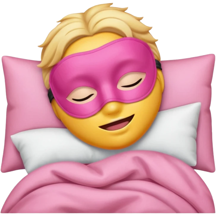sleeping emoji with pink mask emoji