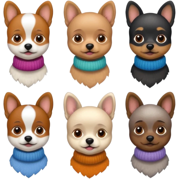Cagnolini piccoli con vestiti di maglia emoji