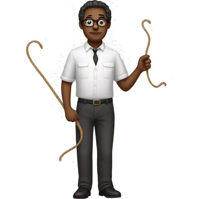 man wearing glasses with a whip in hand emoji
