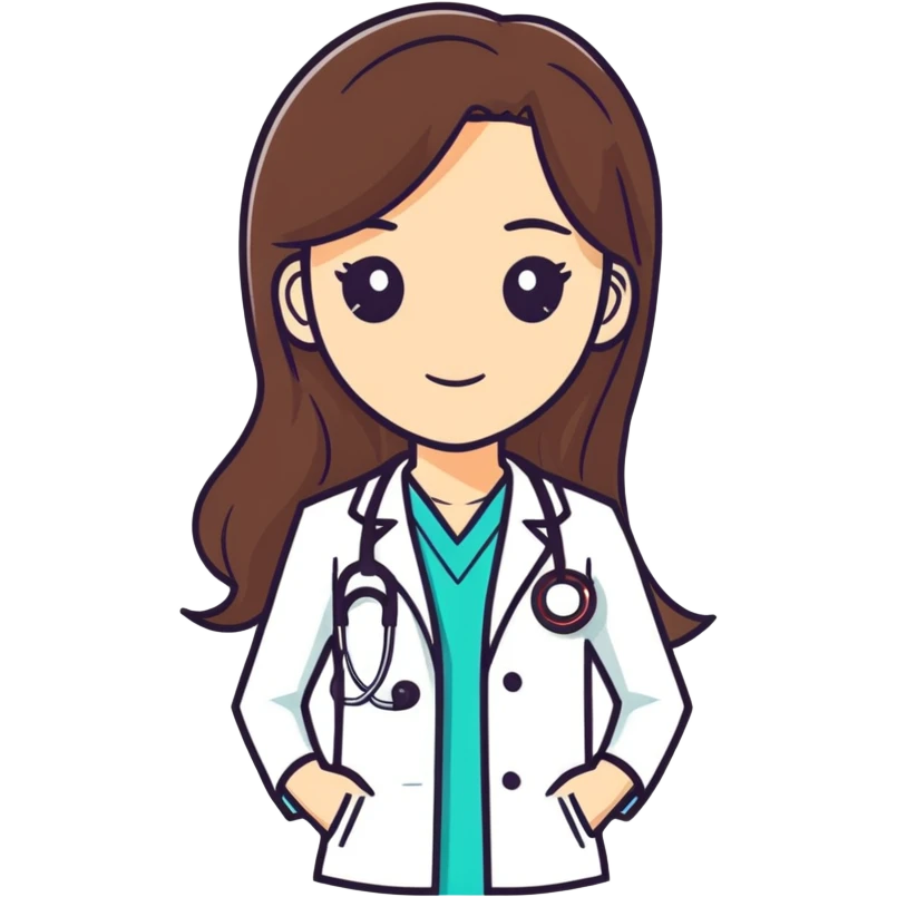 Young womain long Brown hair doctor emoji