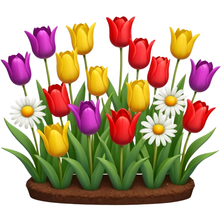 flower bed with a mix of tulips and daisies emoji