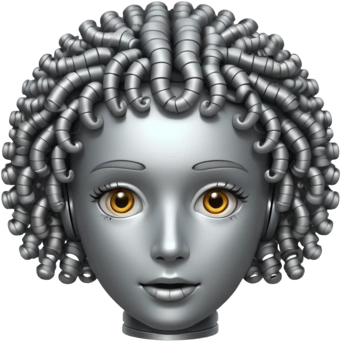 curly haired robot emoji