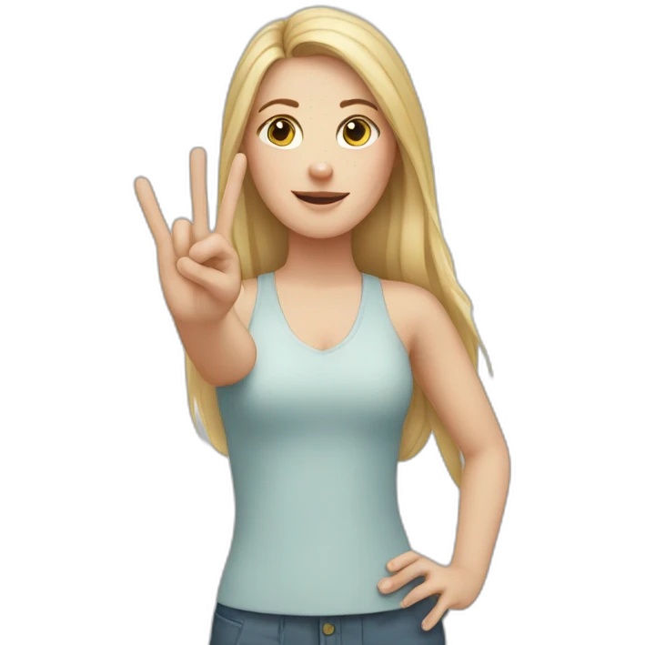 white girl showing three fingers on one hand emoji