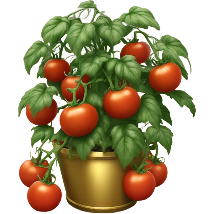Large Tomato plant with only Black tomatoes on in a gold pot emoji