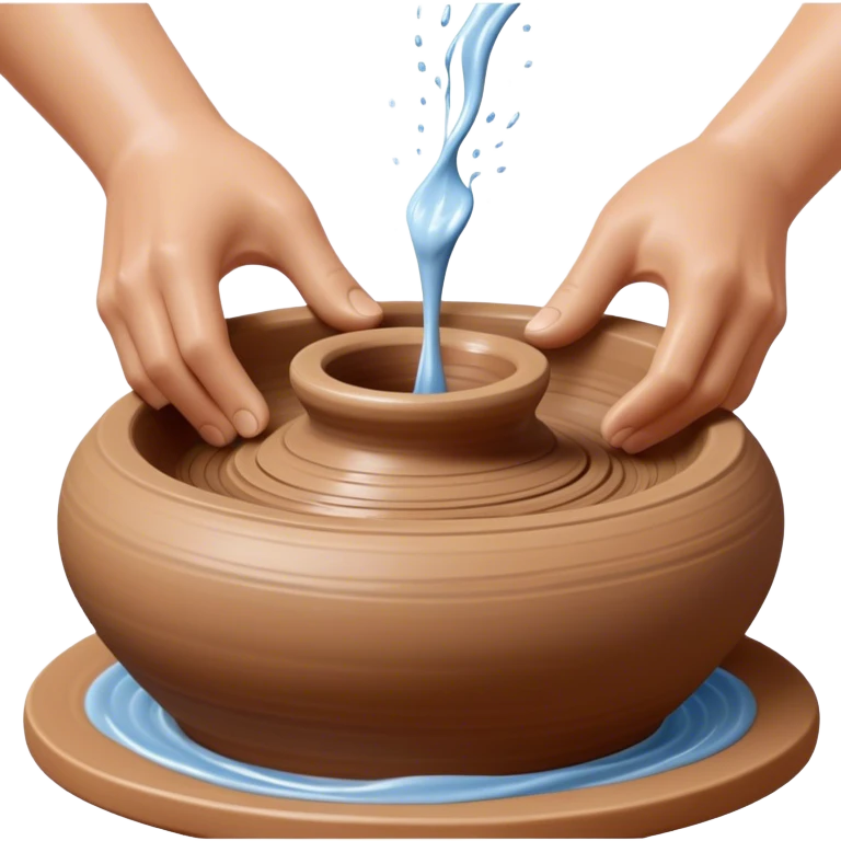 Cinematic Realistic image of a ceramic pottery wheel in action, with skilled hands shaping wet clay into a graceful form, featuring intricate details of swirling textures and gentle water splashes, illuminated by soft, artisanal lighting emoji