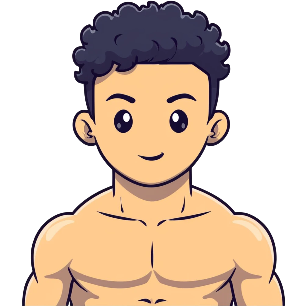 shirtless male athlete with white skin and moderately curly black hair on top with shaved sides emoji