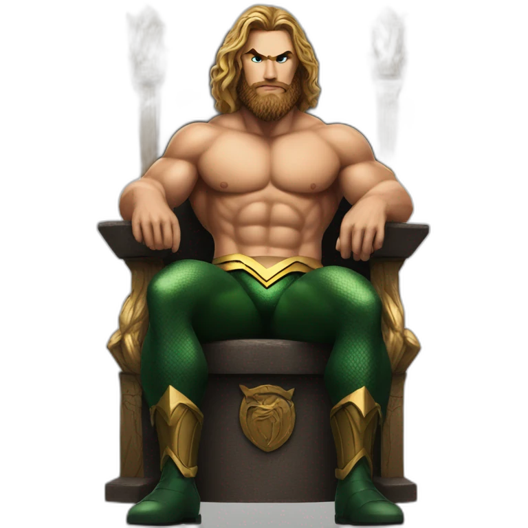 Aquaman shirtless sitting on throne emoji