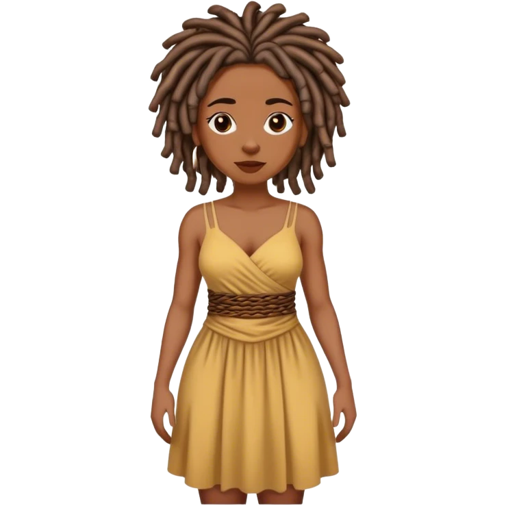 Black woman with locs with a dress emoji