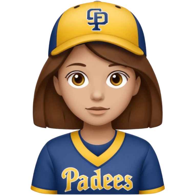girl with brown hair wearing brown and yellow padres jersey  emoji