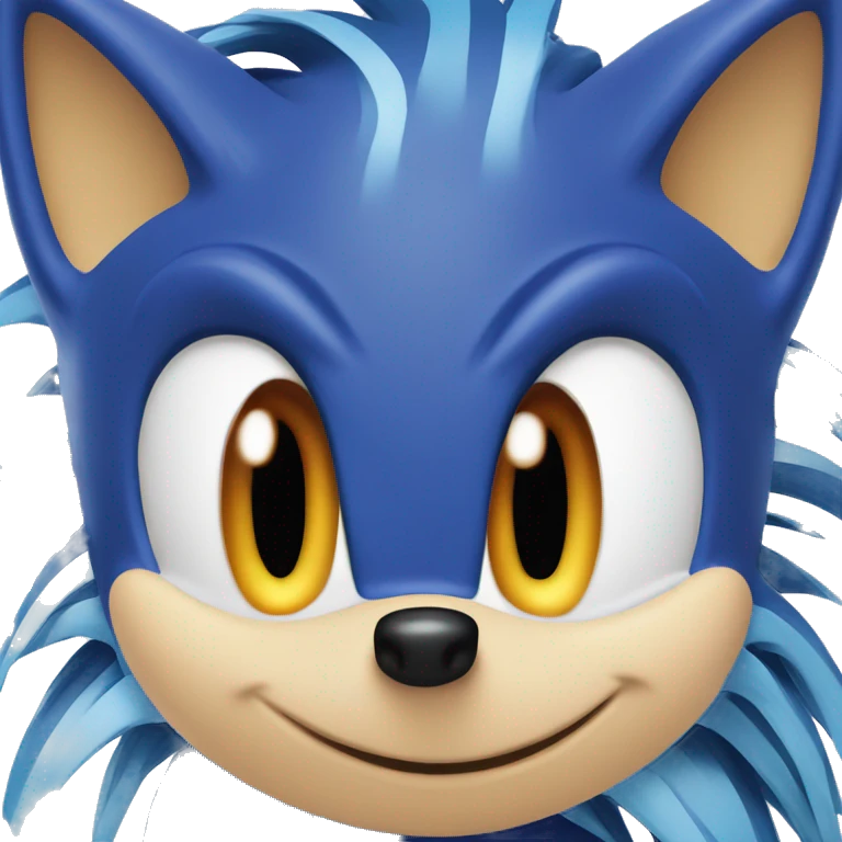 Sonic the hedgehog face, he is smiling and he hás blue fur emoji