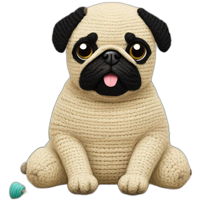 pug crocheting emoji