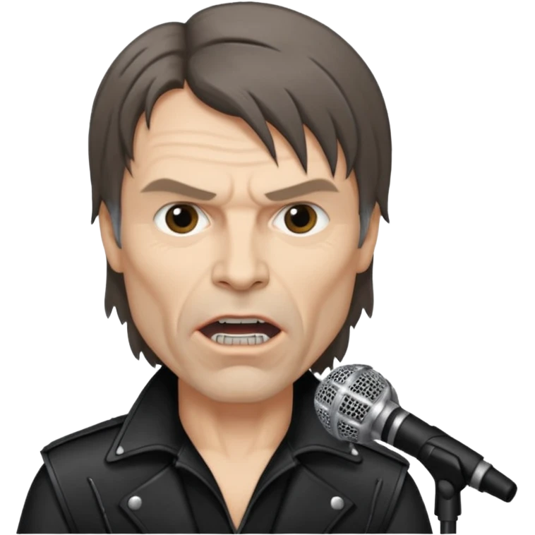 bruce dickinson, metal musician, singing with mirophone emoji