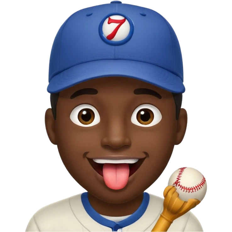 Negro con gorra de béisbol sacando la lengua emoji