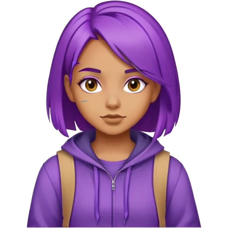girl with purple hair wearing a cool outfit emoji