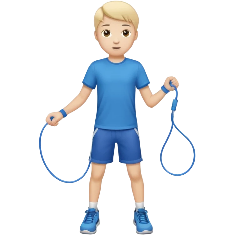 Boy with Skipping Rope on start to skip pose emoji