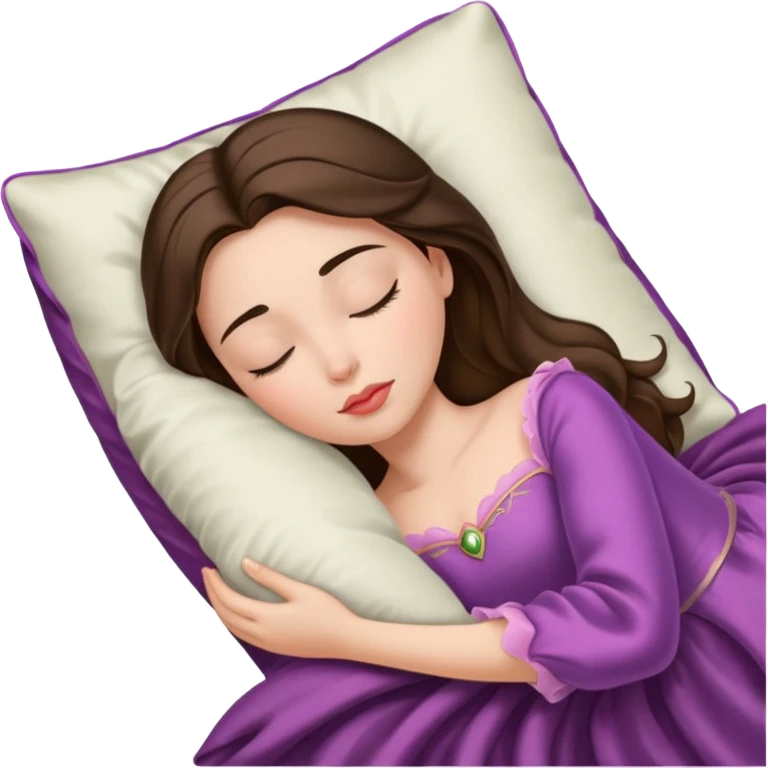 sleeping beauty brunette white girl with a silk pillow emoji
