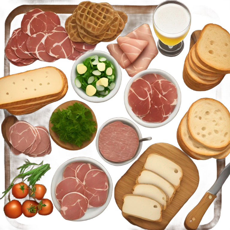 sandwich charcuterie with a beer emoji