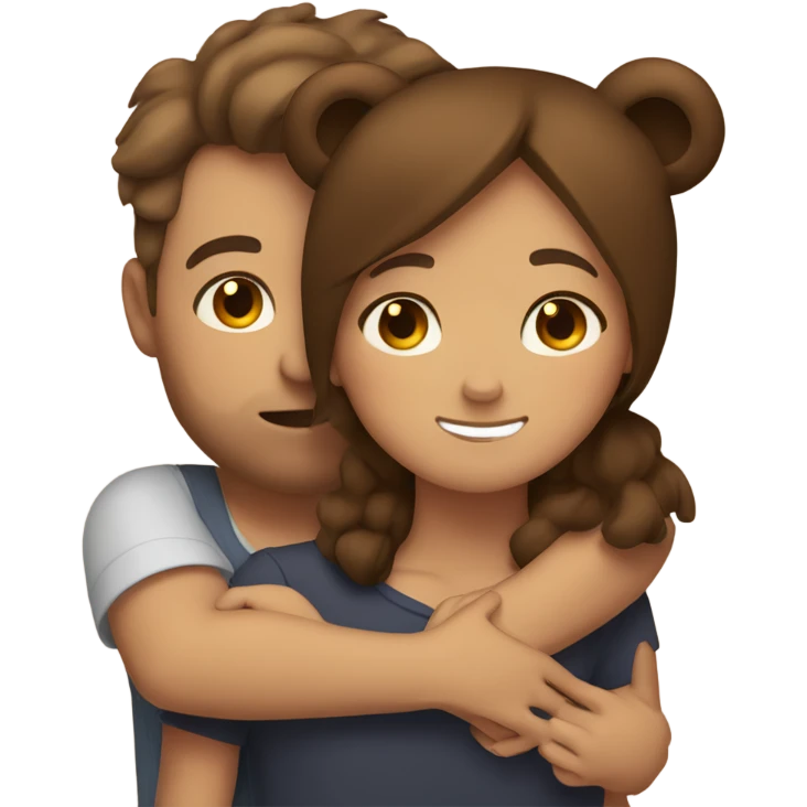 Bear hugging brown haired girl emoji