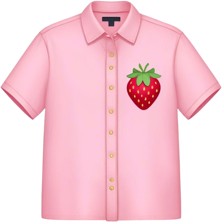 pastel pink shirt with a strawberry embroidered in the center emoji