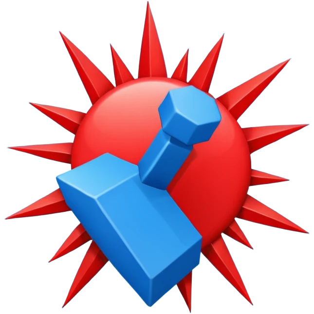  “Boom” sign blue (#00A3E0) and red (#F9423A)  emoji