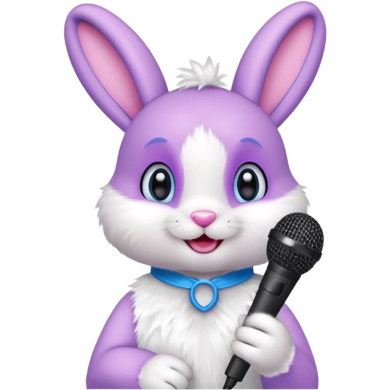Bonnie the purple bunny holding a microphone emoji