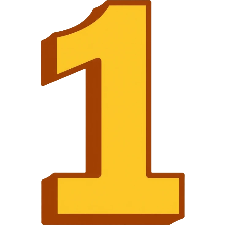 Number 1 on a yellow volumetric background emoji