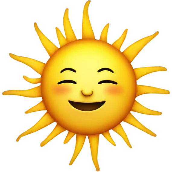 A simple, vibrant sun emoji with rays emanating, symbolizing energy and enlightenment. Transparent background emoji